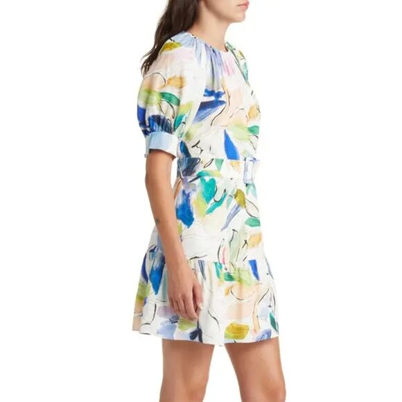NEW Ted Baker London Rita Floral Belted Mini Dress In White Size 4, US 10 #1533 - Picture 2 of 9